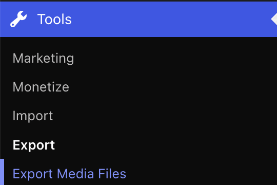 Export media files wordpress.com